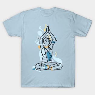 Yoga geometric asanas - meditation lotus pose with hands up T-Shirt